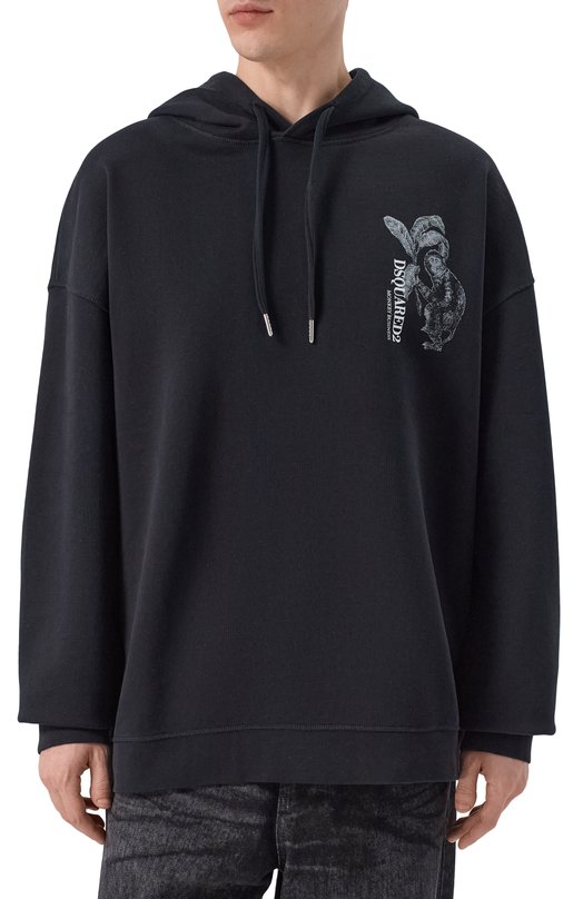 Хлопковое худи Dsquared2 S74GU0947/D25028 Чёрный  S74GU0947/D25028 Фото 3