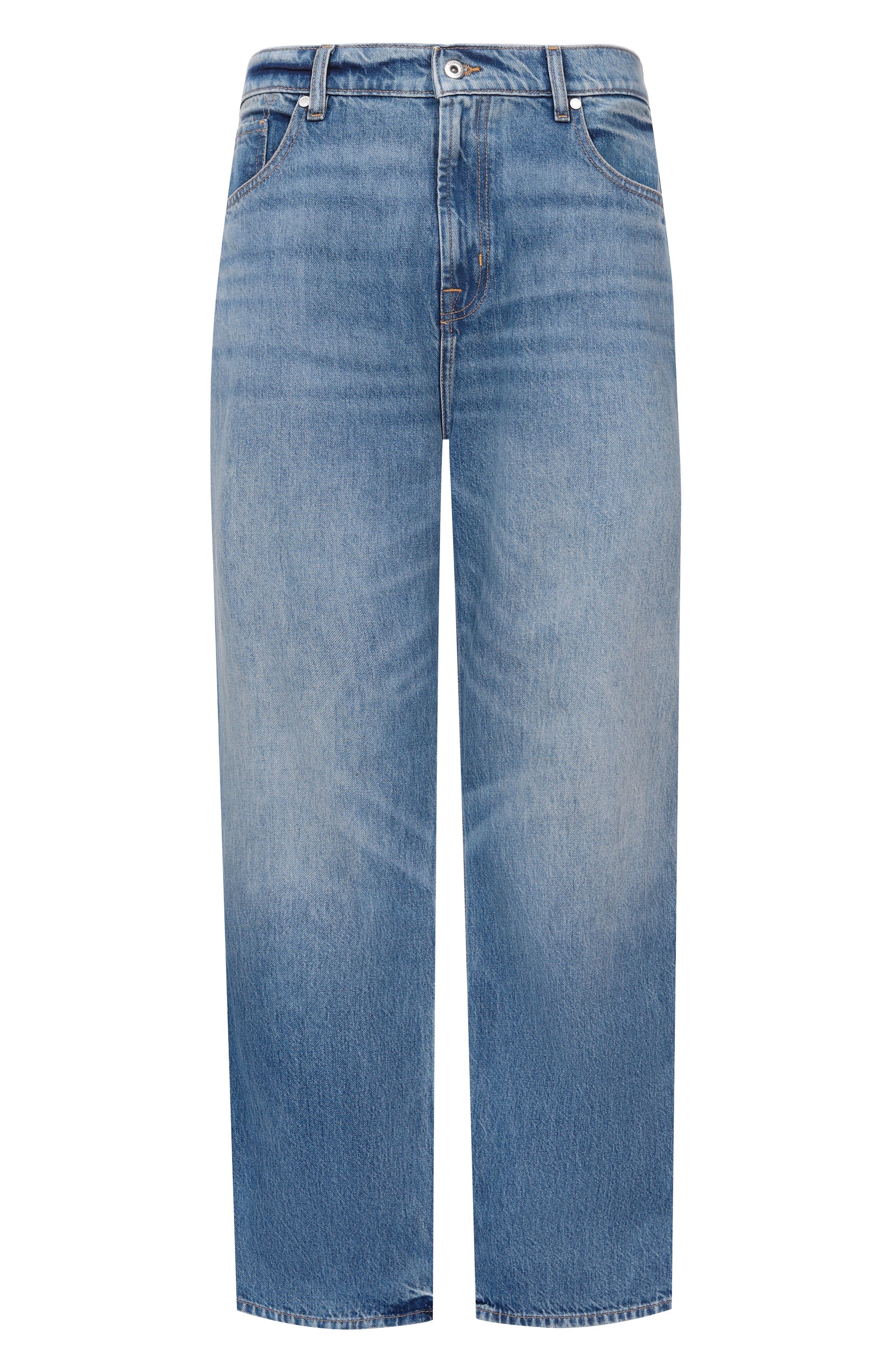 Джинсы wide leg 7 FOR ALL MANKIND синего цвета по цене 31900 руб., арт. 7TI90066-3NA, фото 1 Джинсы wide leg 7 FOR ALL MANKIND, арт. 7TI90066-3NA, фото 1