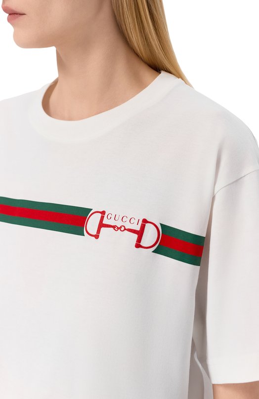 Хлопковая футболка Gucci 837959/XJHM5 Белый  837959/XJHM5 Фото 5