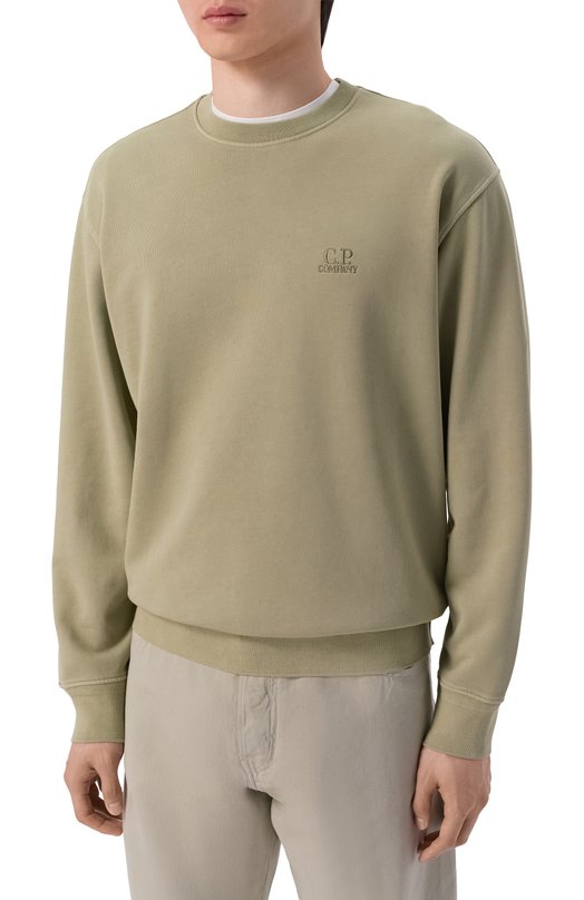 Хлопковый свитшот C.P. Company 20CMSS036B/110044R Хаки  20CMSS036B/110044R Фото 3