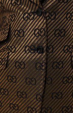 Женский жакет из хлопка и шелка GUCCI золотого цвета, арт. 652629 ZAF2R | Фото 5 (Рукава: Длинные; Стили: Гламурный; Случай: Вечерний; Региональные ограничения белый список (Axapta Mercury): Не проставлено; Длина (для топов): Удлиненные; Материал сплава: Проставлено; Нос: Не проставлено; 1-2-бортные: Однобортные; Материал внешний: Вискоза; Драгоценные камни: Проставлено; Женское Кросс-КТ: Жакет-одежда)