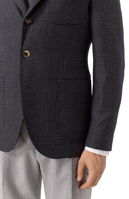 Пиджак из шерсти и кашемира Brunello Cucinelli MV4127BND Серый  MV4127BND Фото 7
