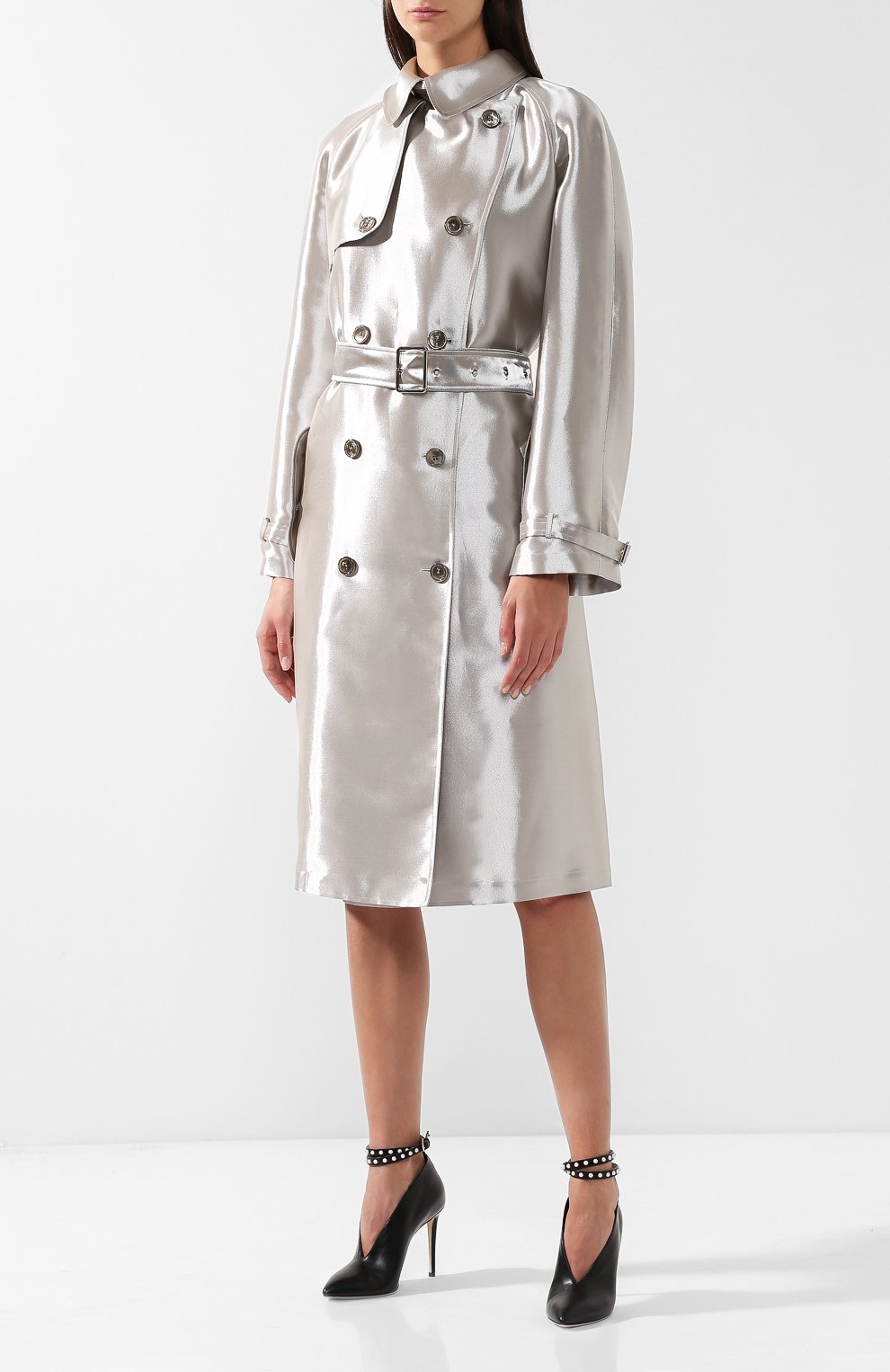 Двубортное пальто из смеси вискозы и шелка с поясом RALPH LAUREN, арт. 290719525, фото 3