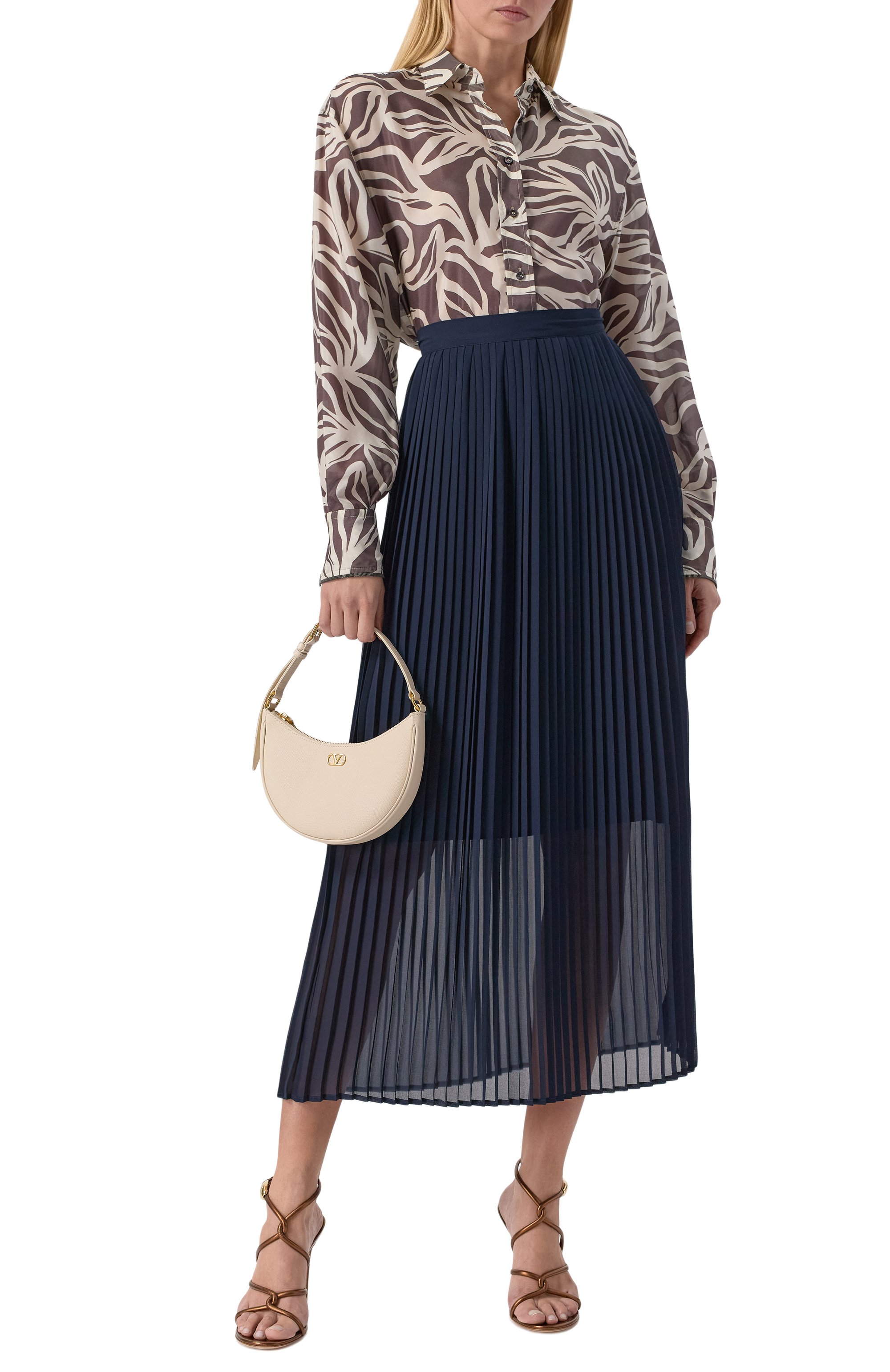 Плиссированная юбка MVST синего цвета по цене 86700 руб., арт. WS61-622MU, фото 2 Плиссированная юбка MVST, арт. WS61-622MU, фото 2