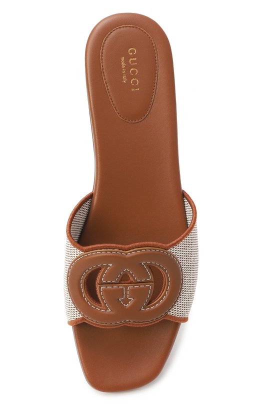 Текстильные шлепанцы Gucci 835723/FAEA0 Коричневый  835723/FAEA0 Фото 6