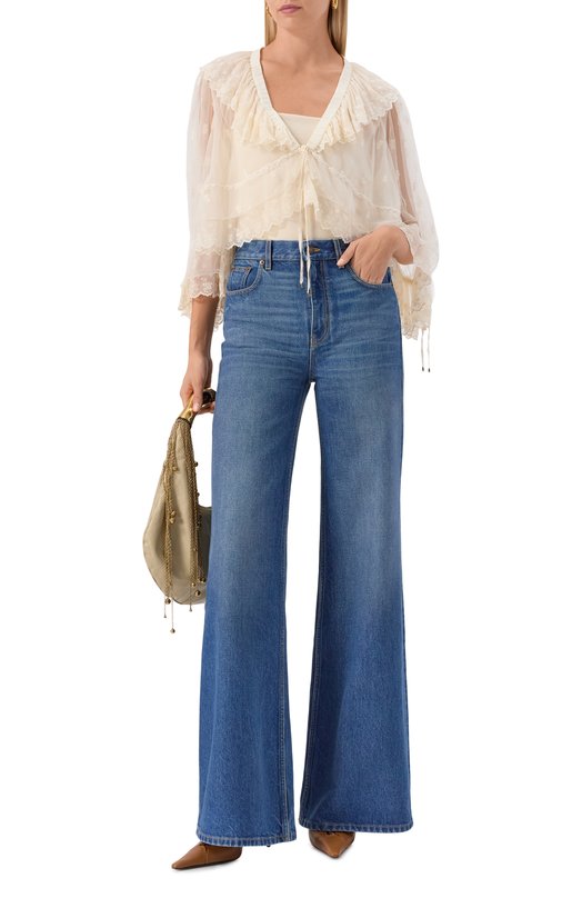 Хлопковая блузка Chloé CH25UHT26099/113 Кремовый  CH25UHT26099/113 Фото 2