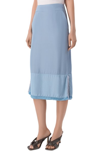 Юбка из вискозы и шелка BOTTEGA VENETA голубого цвета по цене 277500 руб., арт. 858509/V1TL0, фото 3 Юбка из вискозы и шелка BOTTEGA VENETA, арт. 858509/V1TL0, фото 3
