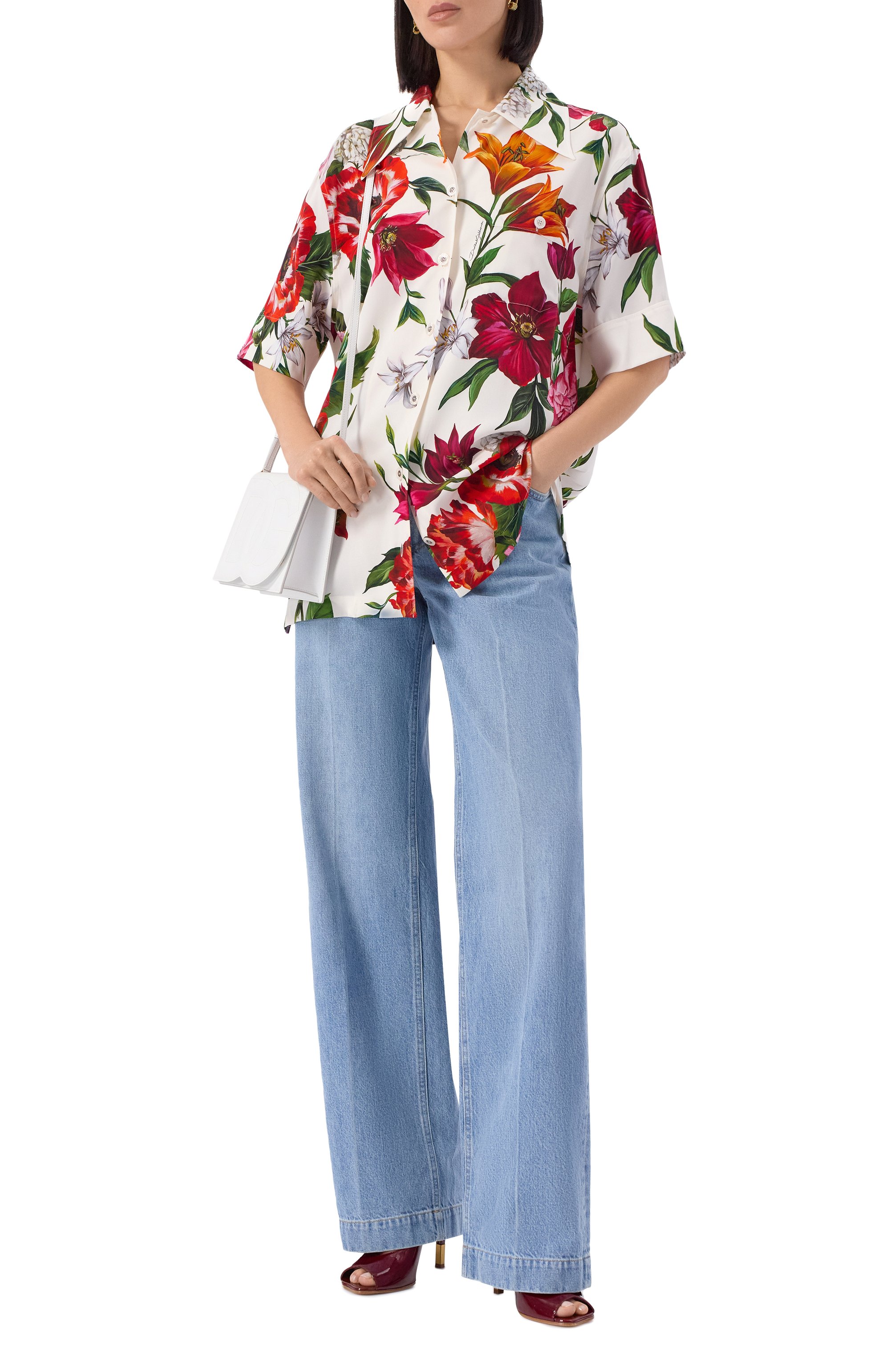 Шелковая рубашка DOLCE & GABBANA красного цвета по цене 191500 руб., арт. F5N17T/FSA7V, фото 2 Шелковая рубашка DOLCE & GABBANA, арт. F5N17T/FSA7V, фото 2