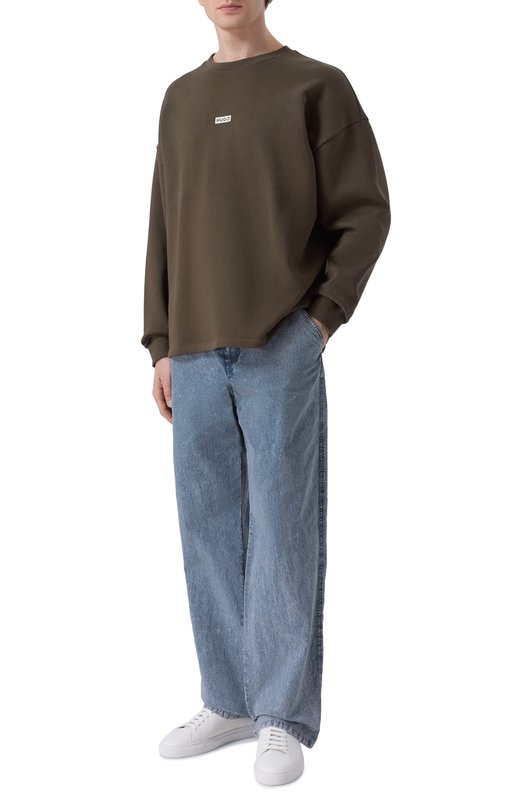 Хлопковый свитшот HUGO Blue 50510732 Коричневый  50510732 Фото 2