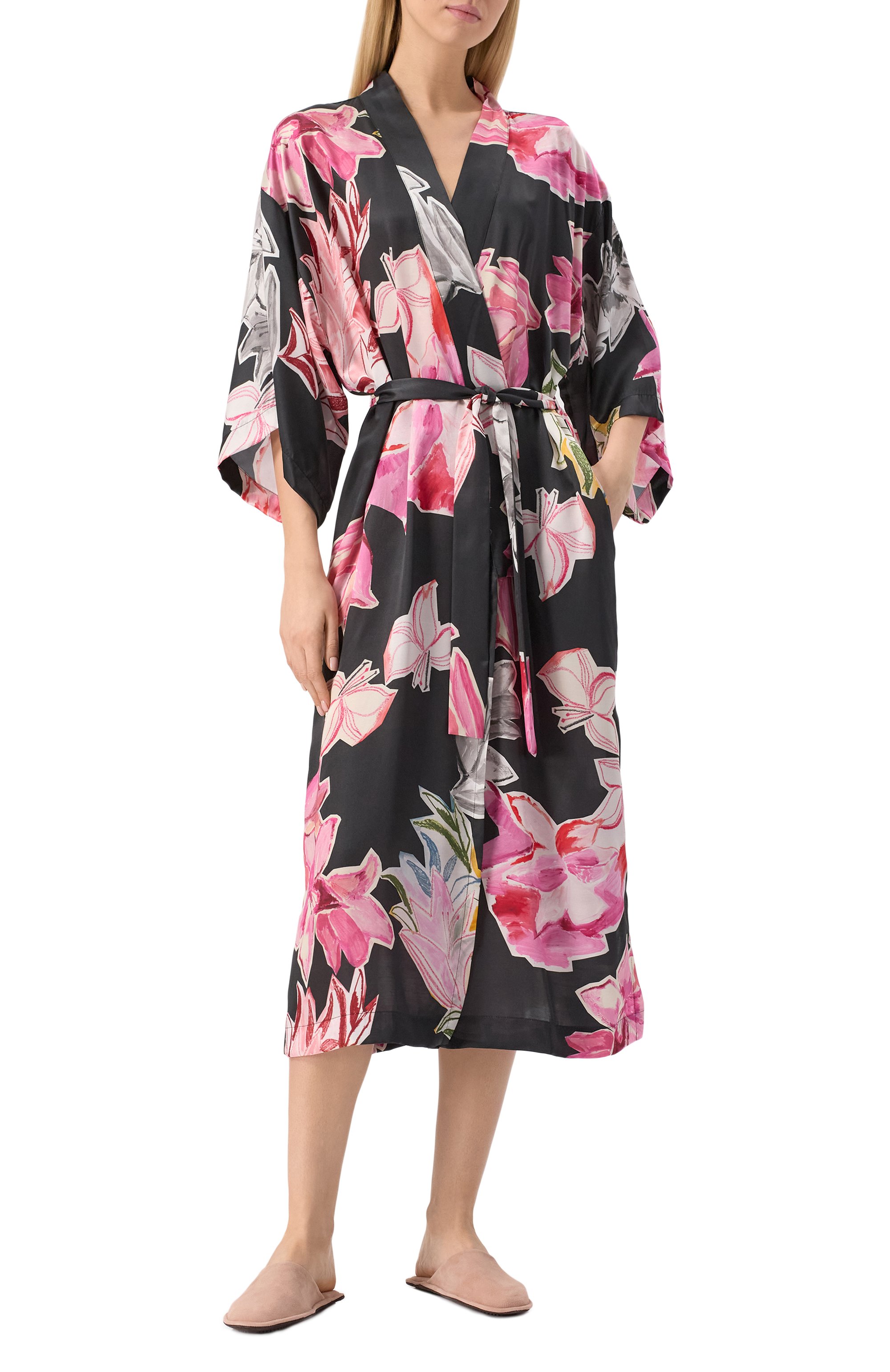 Халат из хлопка и шелка ANY WOWZERS черного цвета по цене 35000 руб., арт. ROBE01-MAXI-LILBLC., фото 2 Халат из хлопка и шелка ANY WOWZERS, арт. ROBE01-MAXI-LILBLC., фото 2