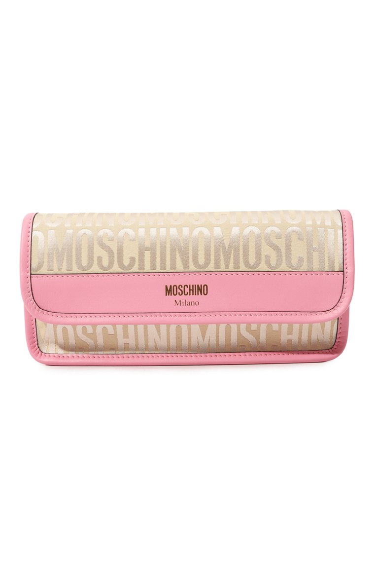 Женский клатч MOSCHINO розового цвета, арт. A7425/8268 | Фото 1 (Размер: small; Драгоценные камни: Проставлено; Материал: Текстиль; Материал сплава: Проставлено; Ремень/цепочка: На ремешке; Женское Кросс-КТ: Клатч-клатчи)