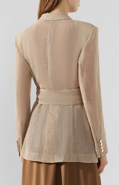 Жакет из смеси льна и хлопка AKIRA NAKA бежевого цвета по цене 141000 руб., арт. AS2051-BE, фото 4 Жакет из смеси льна и хлопка AKIRA NAKA, арт. AS2051-BE, фото 4