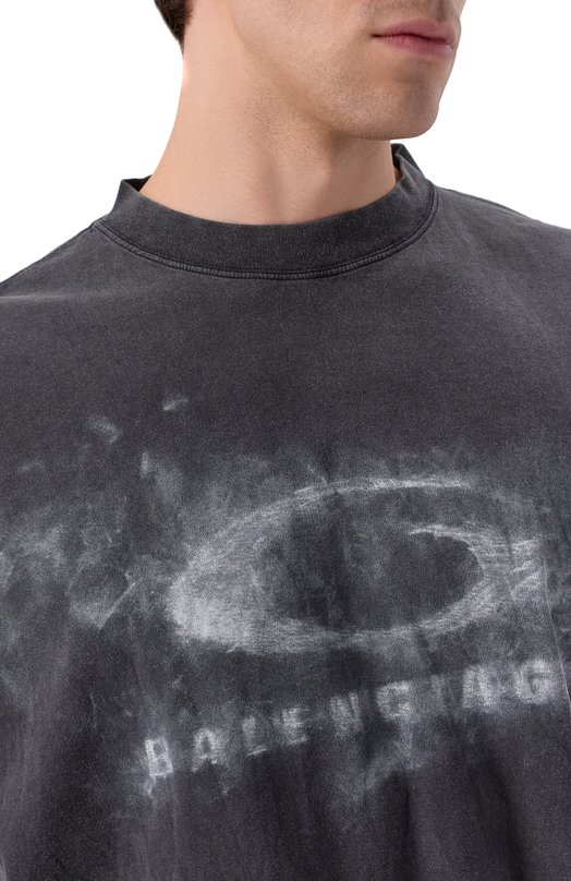 Хлопковая футболка Balenciaga 764235/TTVN5 Серый  764235/TTVN5 Фото 5