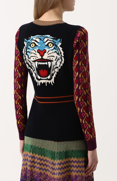 Приталенный пуловер из смеси шерсти и кашемира с круглым вырезом GUCCI, арт. 501364/X9P44, фото 4
