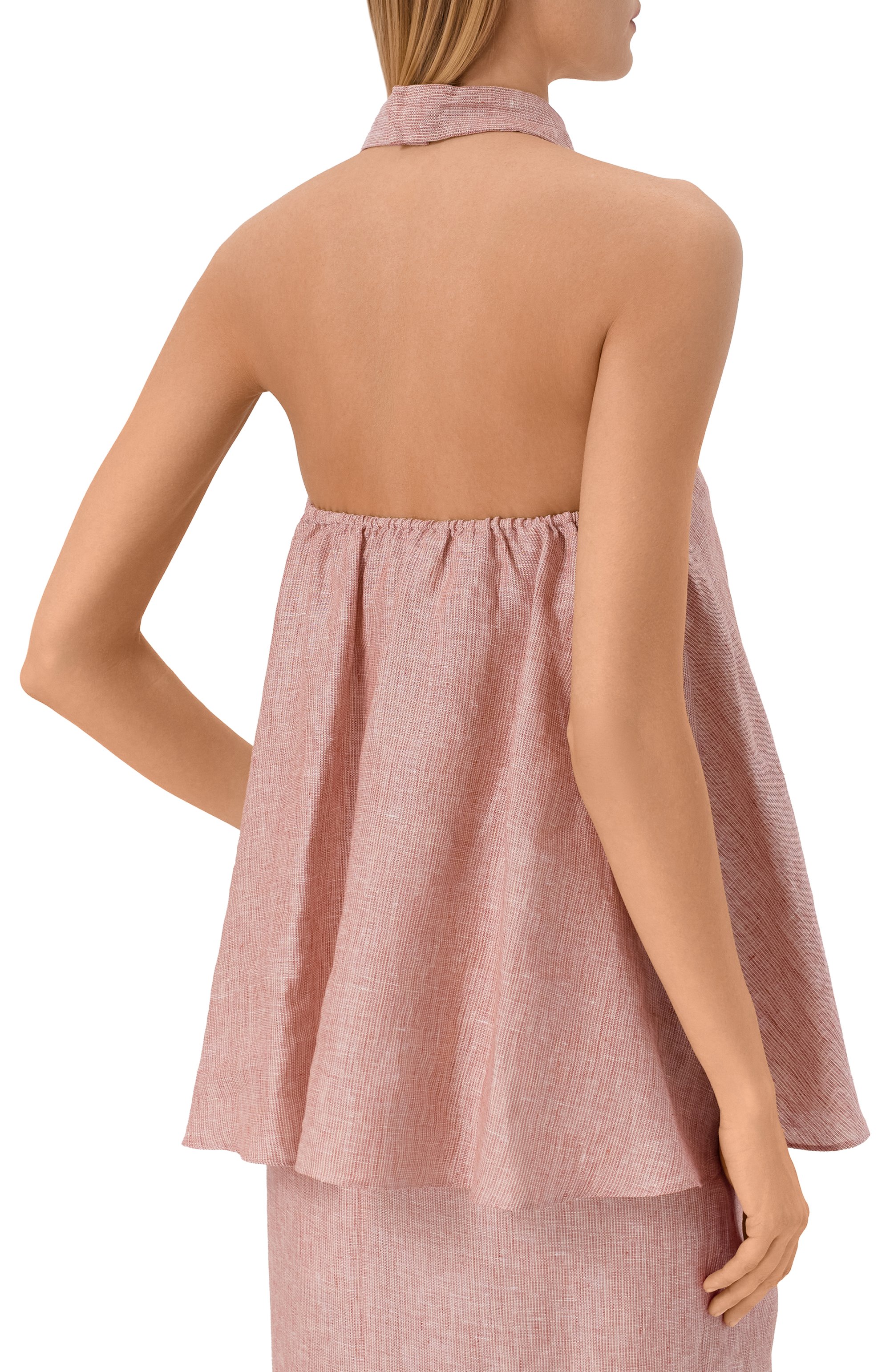 Льняной топ 12 STOREEZ розового цвета по цене 13000 руб., арт. 138068, фото 4 Льняной топ 12 STOREEZ, арт. 138068, фото 4