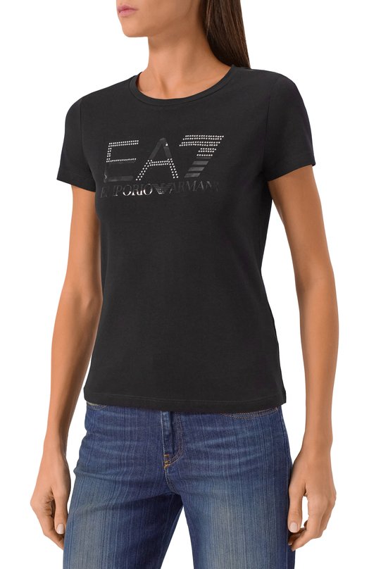 Хлопковая футболка EA7 7W000721/AF10373 Чёрный  7W000721/AF10373 Фото 3