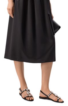 Женские текстильные сандалии bianca DOLCE & GABBANA черного цвета, арт. CQ0601/A9T43 | Фото 3 (Каблук высота: Низкий; Материал внутренний: Натуральная кожа; Подош�ва: Плоская; Драгоценные камни: Проставлено; Материал внешний: Текстиль; Материал сплава: Проставлено)