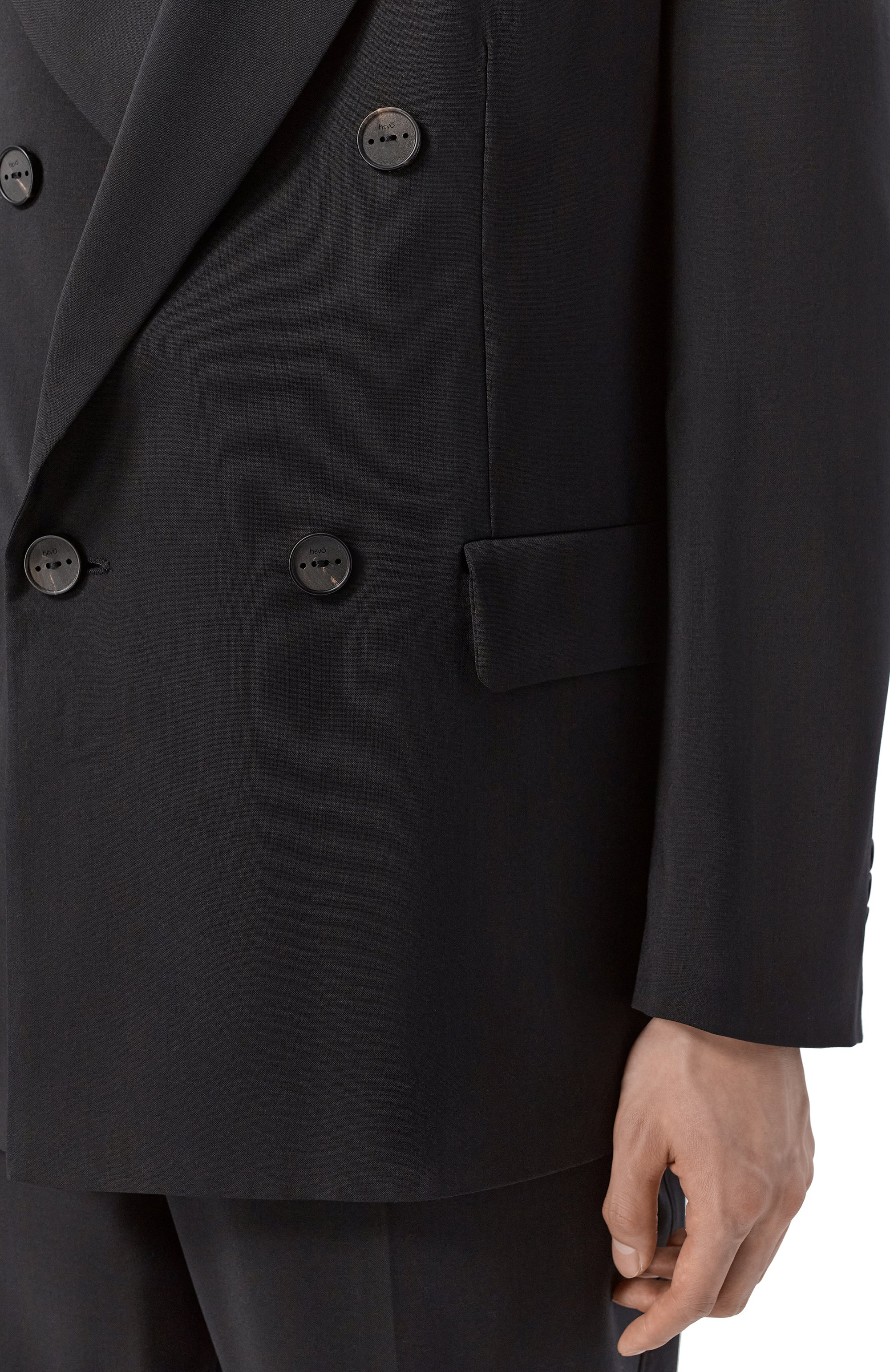 Шерстяной пиджак HEVO черного цвета по цене 76450 руб., арт. R0DIS/L755, фото 5 Шерстяной пиджак HEVO, арт. R0DIS/L755, фото 5