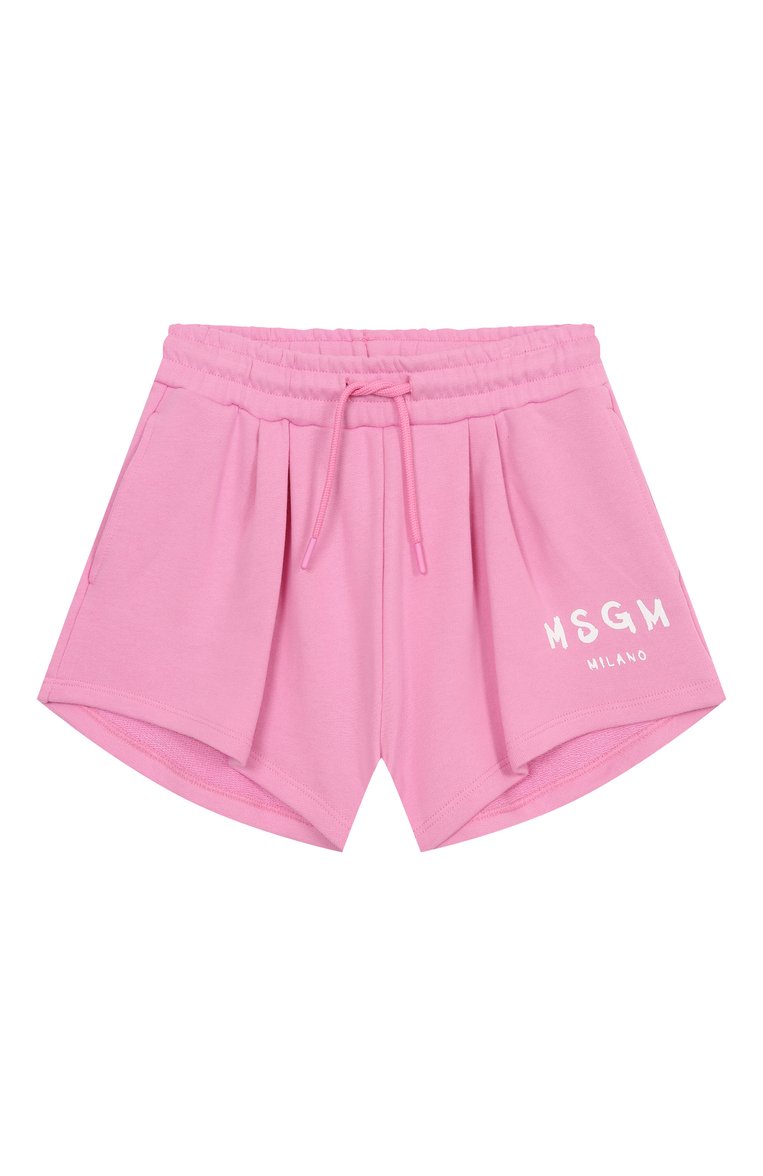 Детские хлопковые шорты MSGM KIDS розового цвета, арт. S5MSJGSH092 | Фото 1 (Нос: Не проставлено; Материал внешний: Хлопок; Случай: Повседневный; Девочки Кросс-КТ: Шорты-спорт; Автоматизация состава: Проставлено; Ростовка одежда: 6 лет | 116 см, 16 лет | 164 см, 12 лет | 152 см, 8 лет | 128 см, 10 - 11 лет | 140 - 146см)
