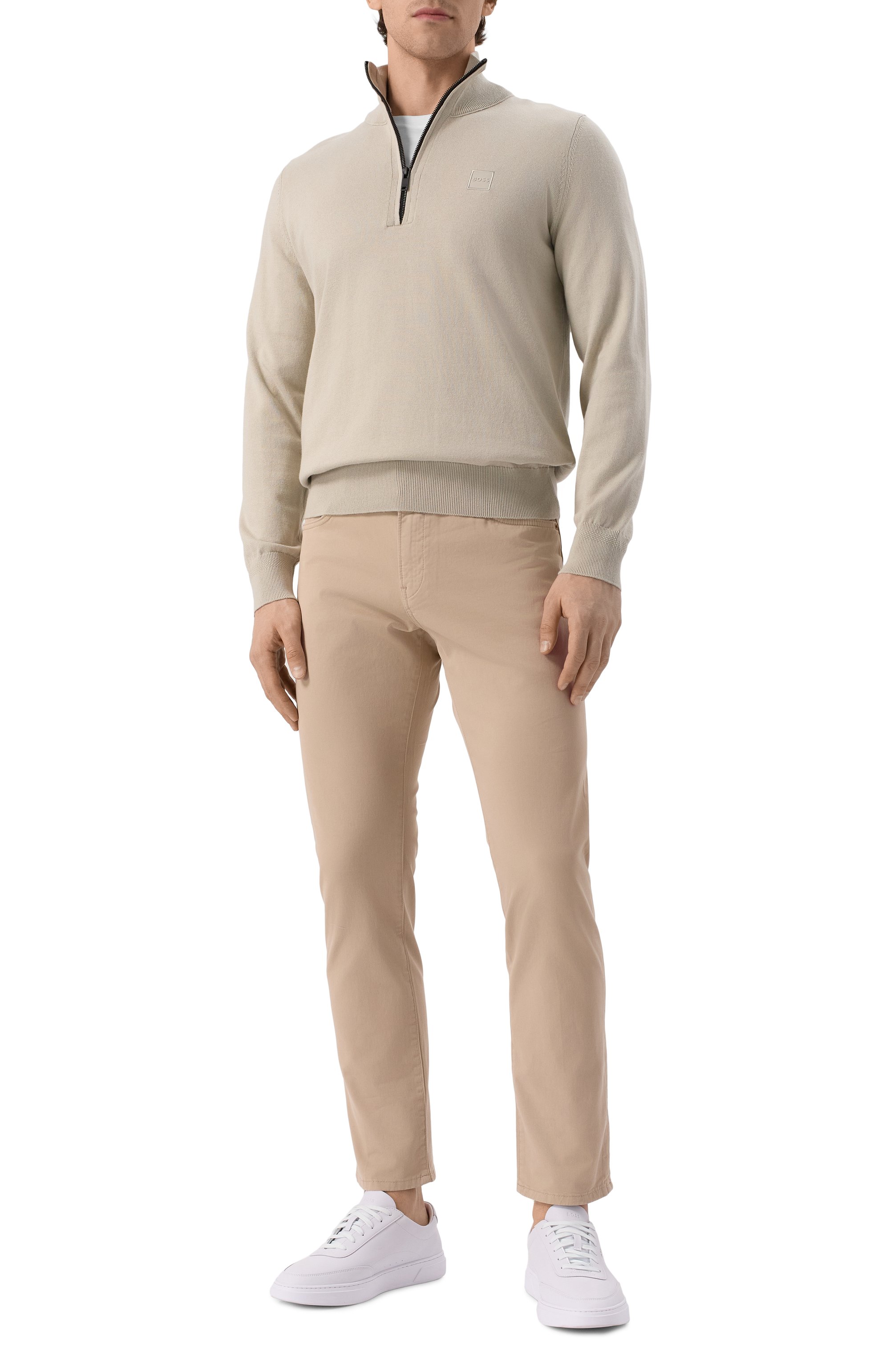 Хлопковый джемпер BOSS ORANGE бежевого цвета по цене 19500 руб., арт. 50527585, фото 2 Хлопковый джемпер BOSS ORANGE, арт. 50527585, фото 2