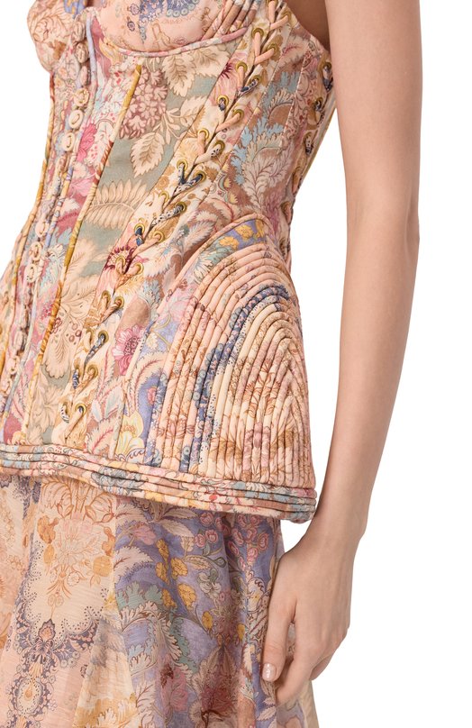 Комбинированное платье Zimmermann 6909DC261 Бежевый  6909DC261 Фото 4