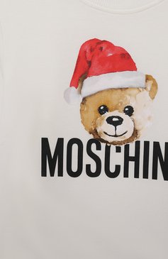 Детская хлопковый лонгслив MOSCHINO белого цвета, арт. HP000K/LBA24/10A-14A | Фото 3 (Рукава: Длинные; Мальчики Кросс-КТ: Лонгслив-одежда; Материал сплава: Проставлено; Материал внешний: Хлопок; Драгоценные камни: Проставлено)