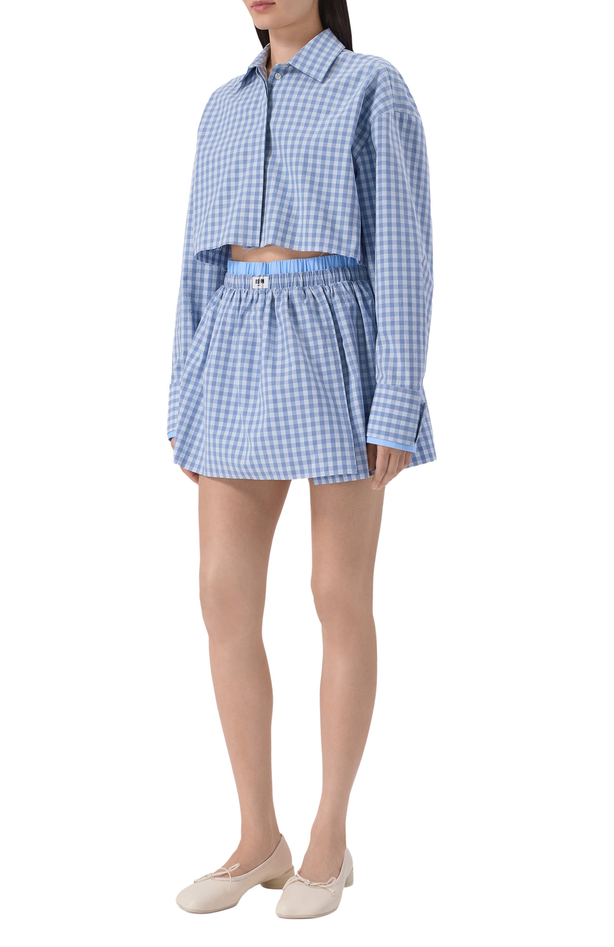 Хлопковая рубашка MSGM голубого цвета по цене 39050 руб., арт. 4041MDE12Y/267108, фото 2 Хлопковая рубашка MSGM, арт. 4041MDE12Y/267108, фото 2