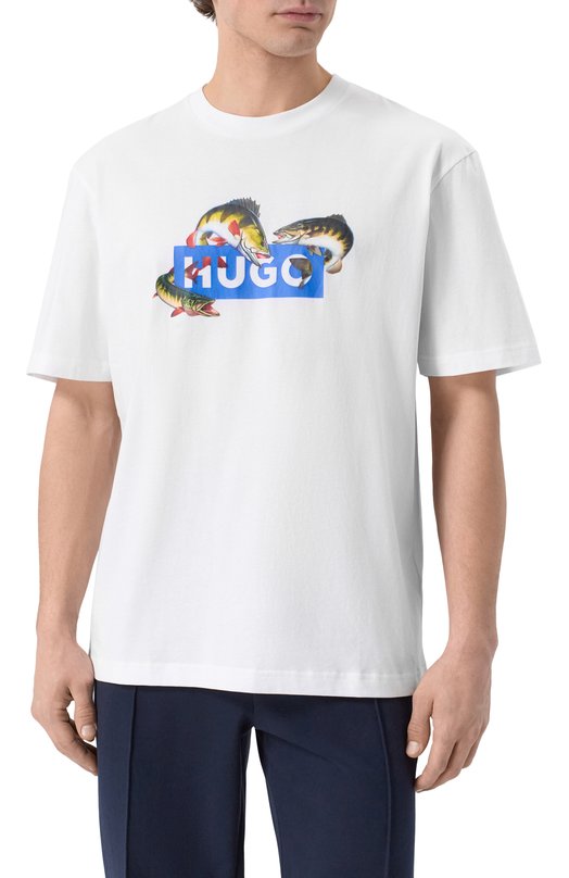 Хлопковая футболка HUGO Blue 50554349 Белый  50554349 Фото 3