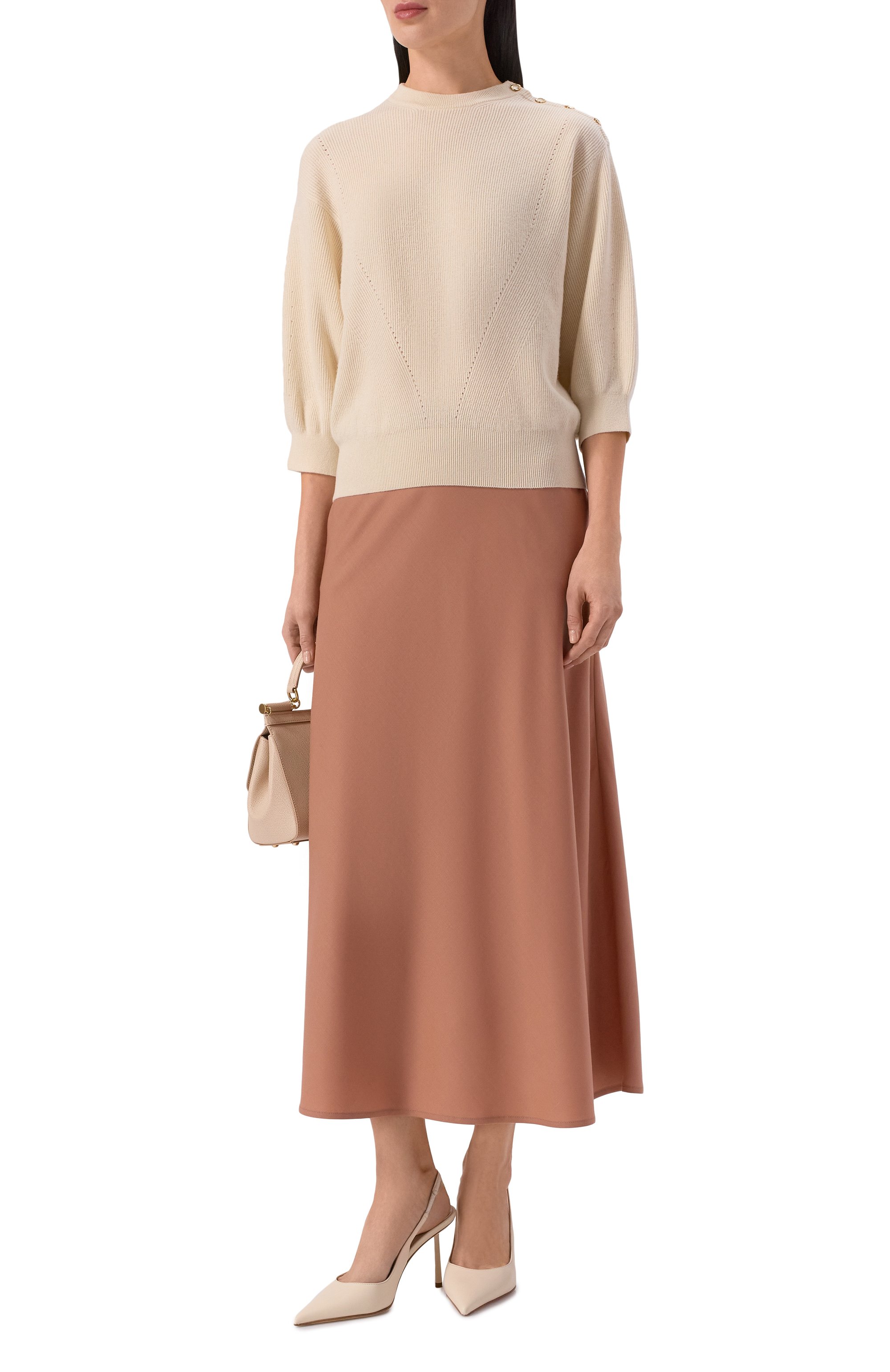 Пуловер из кашемира и хлопка AGNONA бежевого цвета по цене 198500 руб., арт. K111025E/1T140PE, фото 2 Пуловер из кашемира и хлопка AGNONA, арт. K111025E/1T140PE, фото 2