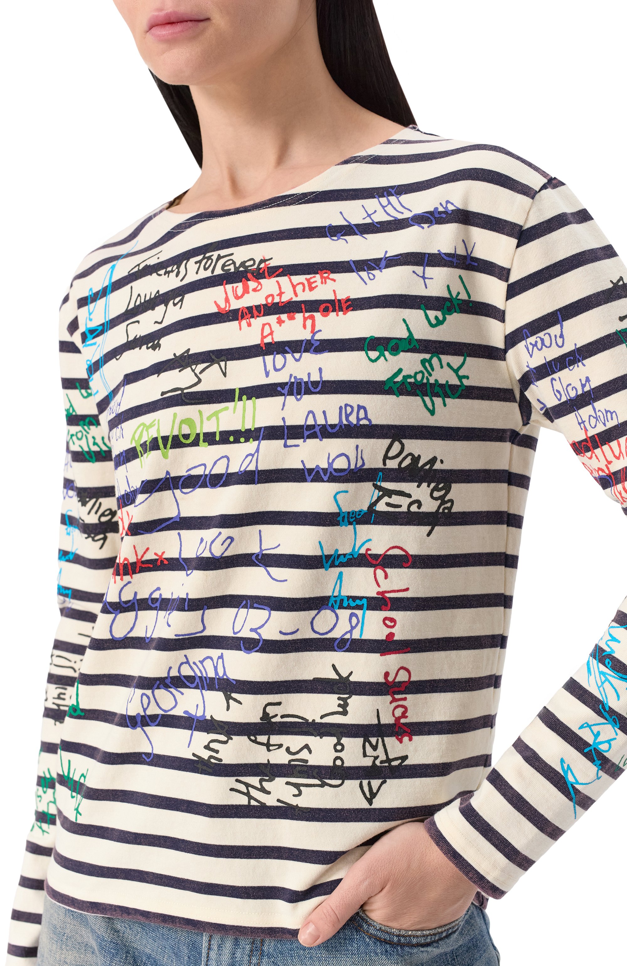 Хлопковый лонгслив R13, арт. R13W3061-001BK, фото 5