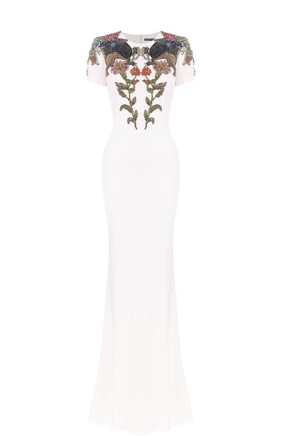 Женское приталенное платье с вышивкой ALEXANDER MCQUEEN, арт. 483639/QJE40