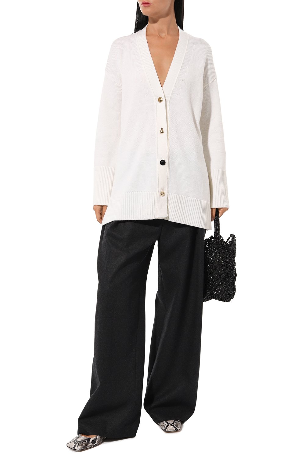 Шерстяной кардиган DONDUP белого цвета по цене 57350 руб., арт. DT277/M00796D 002, фото 2 Шерстяной кардиган DONDUP, арт. DT277/M00796D 002, фото 2