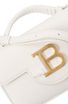 Женская сумка b-buzz mini BALMAIN белого цвета, арт. EN1DG811/LP0S | Фото 3 (Материал сплава: Проставлено; Ремень/цепочка: На ремешке; Драгоценные камни: Проставлено; Материал: Натуральная кожа; Размер: mini)