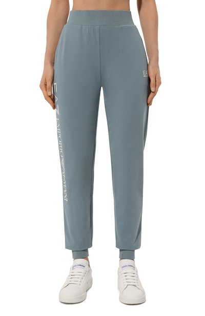 Хлопковые джоггеры EA7 голубого цвета по цене 10400 руб., арт. 8NTP85/TJTXZ, фото 3 Хлопковые джоггеры EA7, арт. 8NTP85/TJTXZ, фото 3