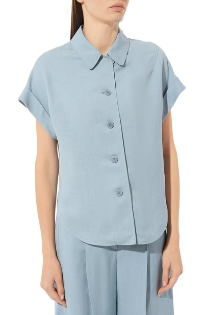Рубашка из вискозы и льна WINDSOR голубого цвета по цене 38450 руб., арт. 52 DB166 10015365, фото 3 Рубашка из вискозы и льна WINDSOR, арт. 52 DB166 10015365, фото 3