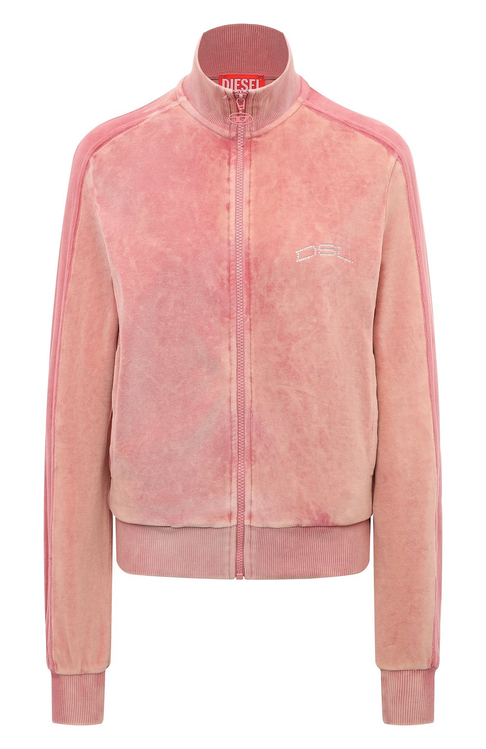 Бархатная толстовка DIESEL розового цвета по цене 39050 руб., арт. A12989/0AKAJ, фото 1 Бархатная толстовка DIESEL, арт. A12989/0AKAJ, фото 1