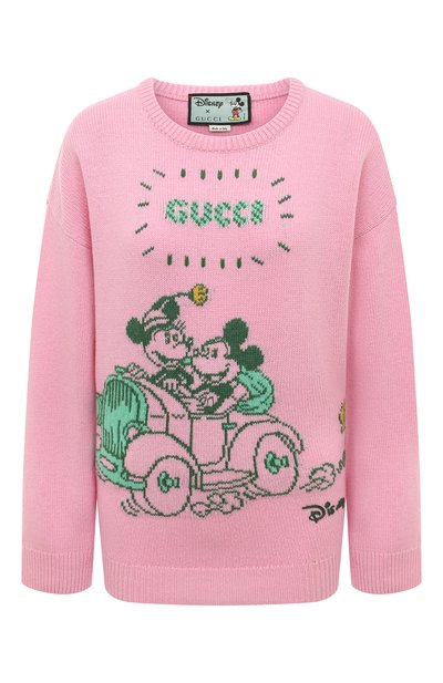 Шерстяной свитер disney x gucci GUCCI розового цвета по цене 187200 руб., арт. 606201 XKA7O, фото 1 Шерстяной свитер disney x gucci GUCCI, арт. 606201 XKA7O, фото 1