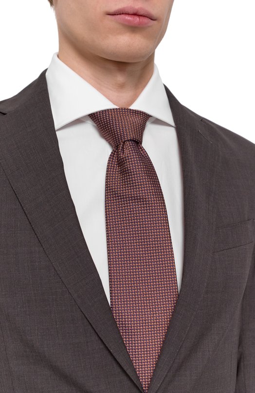 Шелковый галстук Corneliani 25U302-2520327 Коричневый  25U302-2520327 Фото 2