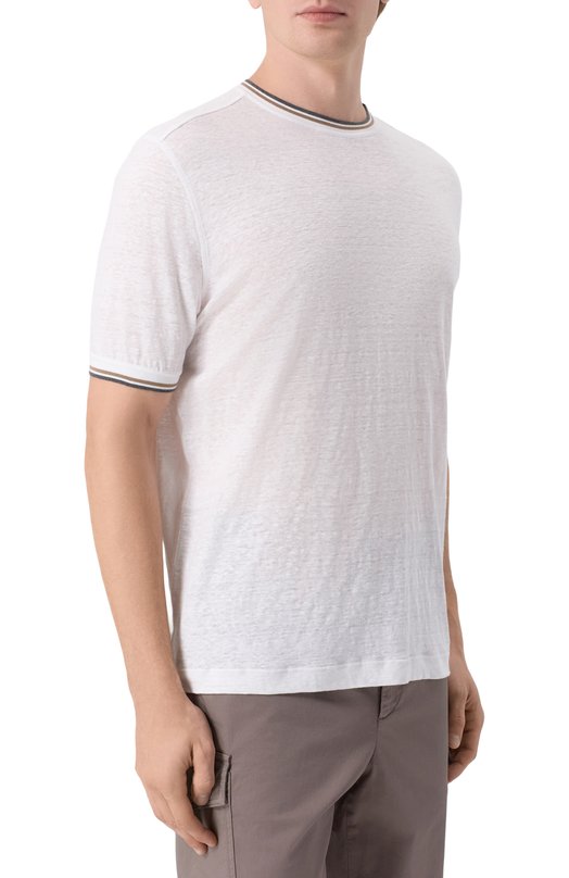 Льняная футболка Stefano Ricci K919070G10/T26104 Белый  K919070G10/T26104 Фото 3