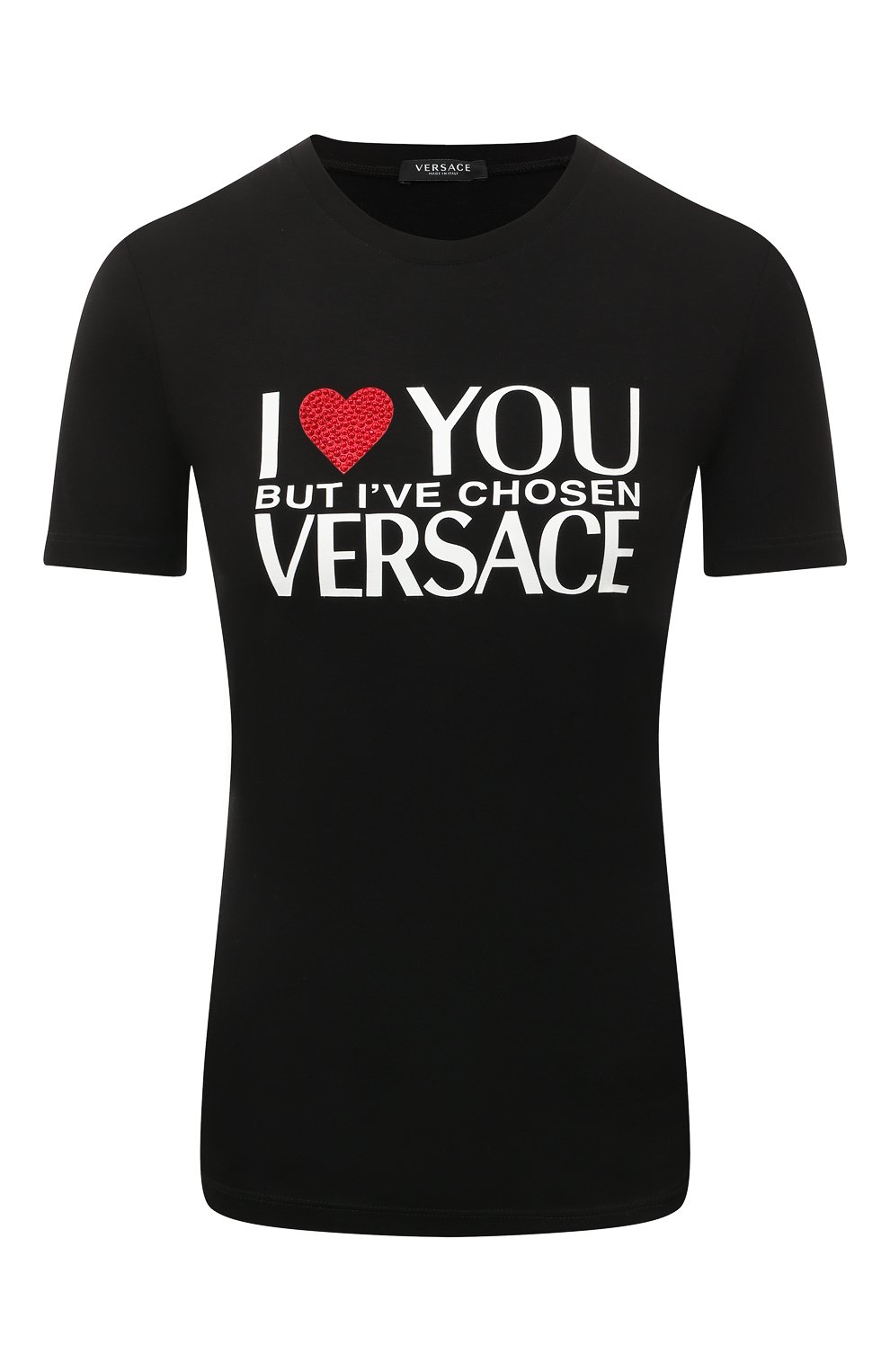 Футболка из вискозы VERSACE черного цвета по цене 64450 руб., арт. 1007521/1A053781B000, фото 1 Футболка из вискозы VERSACE, арт. 1007521/1A053781B000, фото 1
