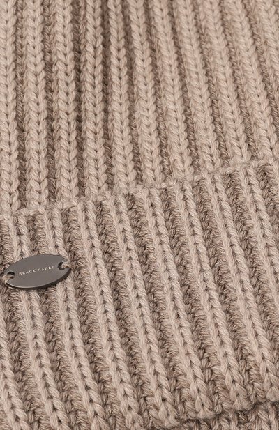 Шерстяная шапка с отделкой из соболя BLACK SABLE бежевого цвета по цене 57000 руб., арт. BS-47CC11, фото 3 Шерстяная шапка с отделкой из соболя BLACK SABLE, арт. BS-47CC11, фото 3