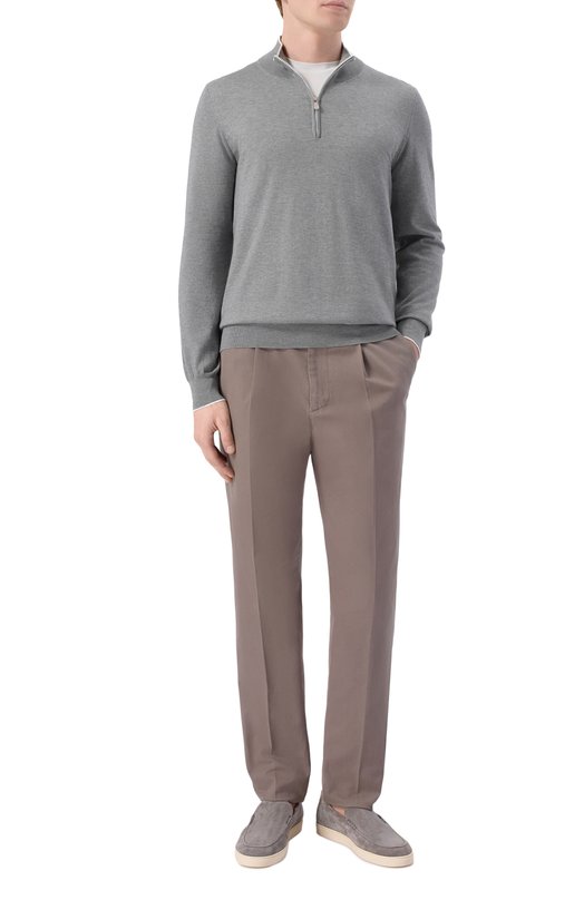 Джемпер из хлопка и кашемира Brunello Cucinelli MIS806004 Серый  MIS806004 Фото 2