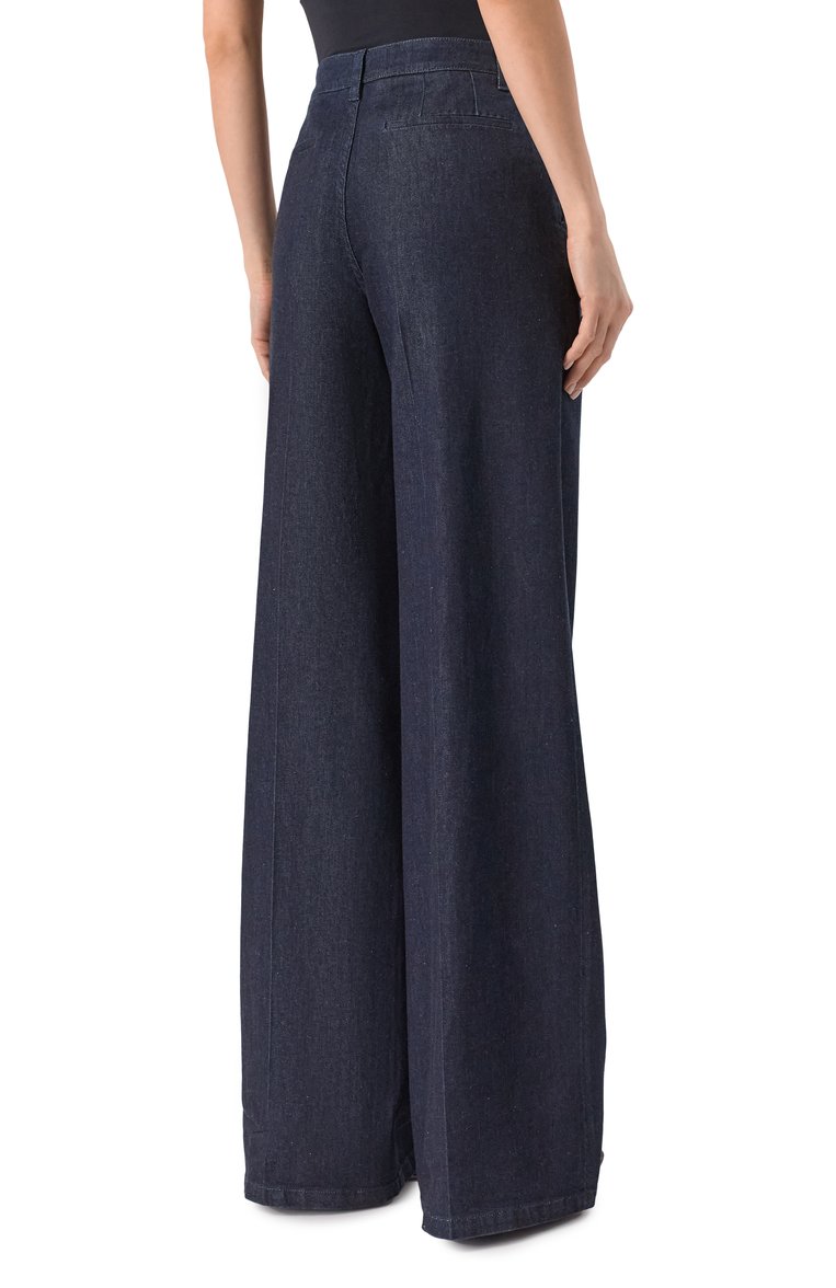 Женские джинсы DOLCE & GABBANA темно-синего цвета, арт. FTC6YD/G8MR3 | Фото 4 (Длина (брюки, джинсы): Удлиненные; Силуэт Ж (брюки и джинсы): Расклешенные; Материал внешний: Деним, Хлопок; Кросс-КТ: Деним; Стили: Кэжуэл; Автоматизация состава: Проставлено; Размерность: Идёт в размер; Автоматизация ТО: Проставлено; Re-sync: On)