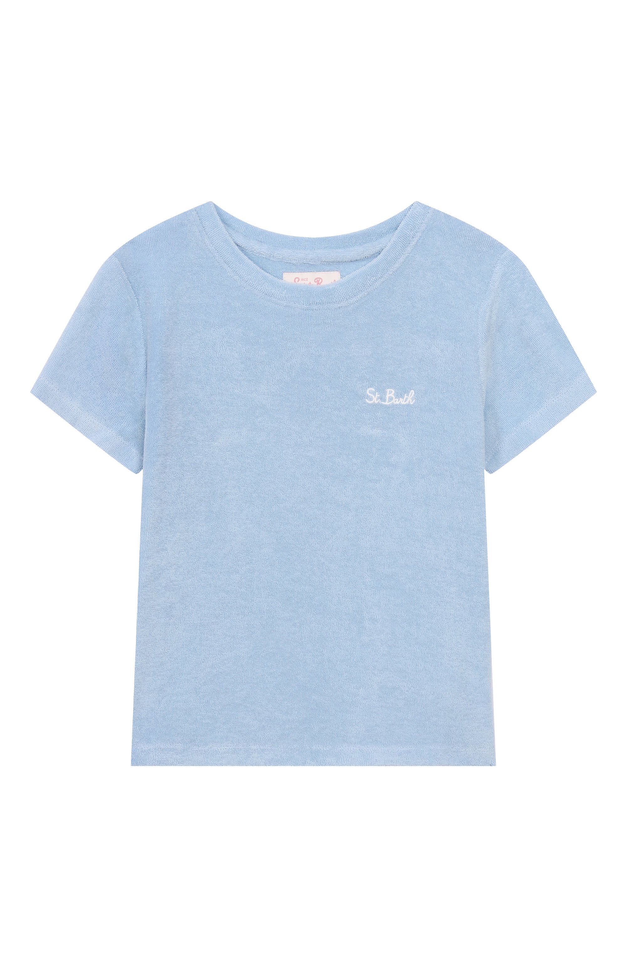Хлопковая футболка MC2 SAINT BARTH голубого цвета по цене 11750 руб., арт. STBK HASPRIA JR/00018H, фото 1 Хлопковая футболка MC2 SAINT BARTH, арт. STBK HASPRIA JR/00018H, фото 1