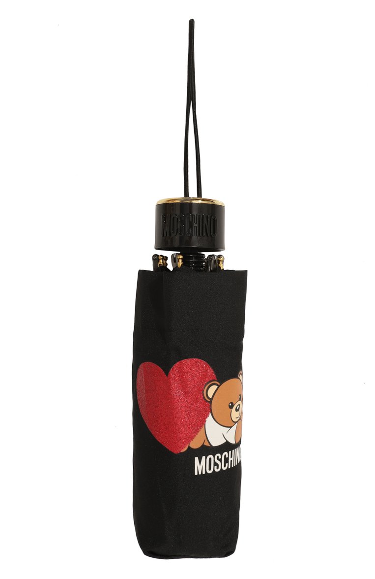 Женский складной зонт MOSCHINO черного цвета, арт. 8188-SUPERMINIA | Фото 4 (Материал: Синтетический материал, Текстиль; Нос: Не проставлено; Тематический товар: Teddy Bear)