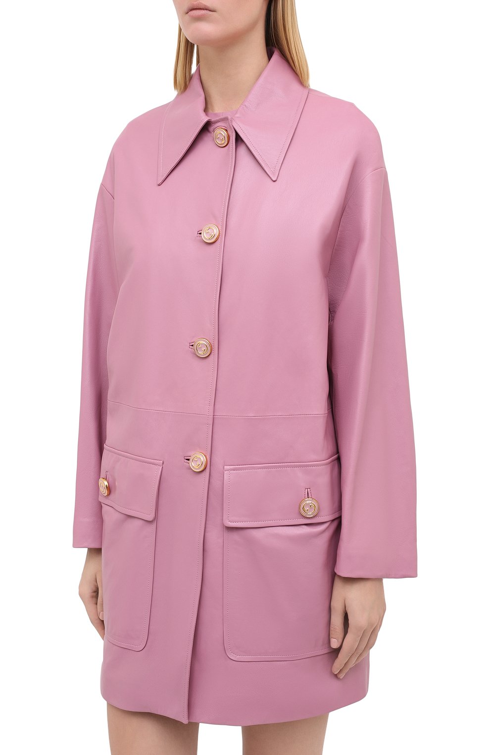 Кожаное пальто GUCCI розового цвета по цене 573120 руб., арт. 624446/XNAEX, фото 4 Кожаное пальто GUCCI, арт. 624446/XNAEX, фото 4