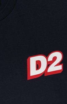 Детская хлопковая футболка DSQUARED2 темно-синего цвета, арт. DQ1811/D008J | Фото 3 (Рукава: Короткие; Материал сплава: Проставлено; Материал внешний: Хлопок; Драгоценные камни: Проставлено)