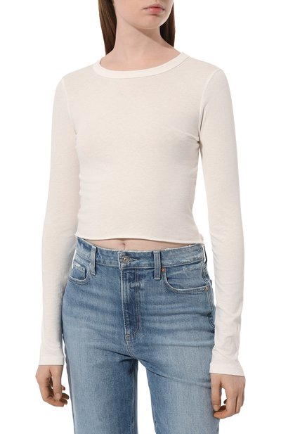 Хлопковый лонгслив SLVRLAKE, арт. TLBY100PNATW/L0NG SLEEVE BABY TEE NATURAL WHITE, фото 3