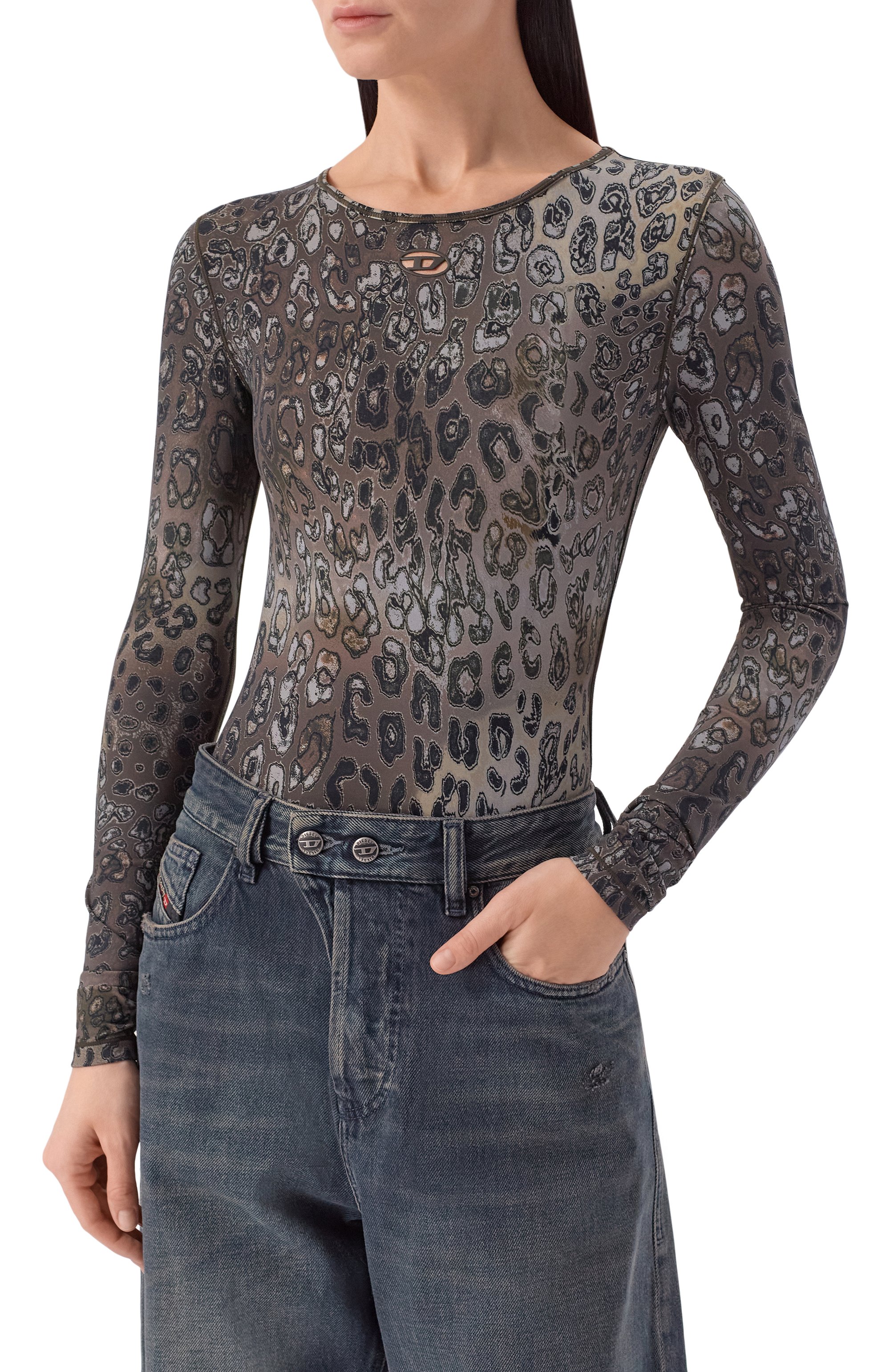 Боди DIESEL леопардового цвета по цене 19850 руб., арт. A22093/0GFCK, фото 3 Боди DIESEL, арт. A22093/0GFCK, фото 3