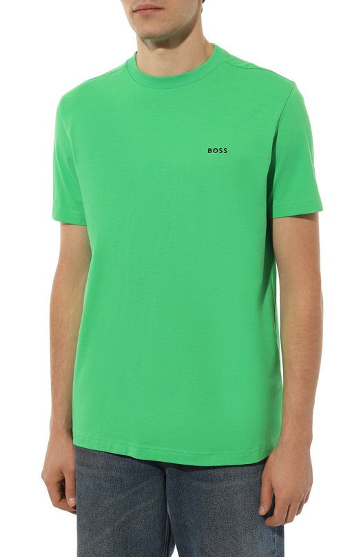 Хлопковая футболка BOSS Green Зелёный, фото 3